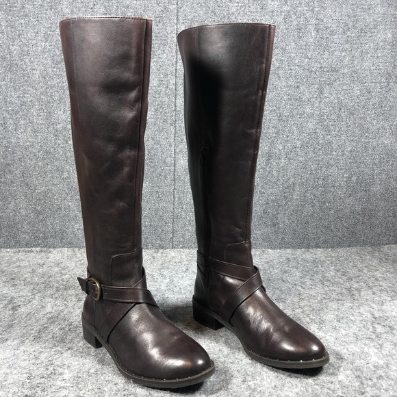 INC International Concepts Shoes - INC International Concepts Fadora Boots Womens 8M Brown Leather Wide Calf Riding